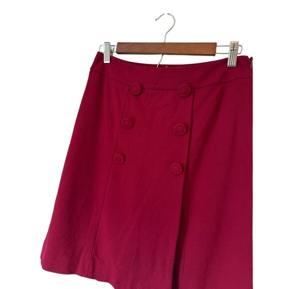 Talbots Women's 4P Vintage Red Ponte Wrap Acadamia Preppy Career Modest Skirt - Picture 8 of 14